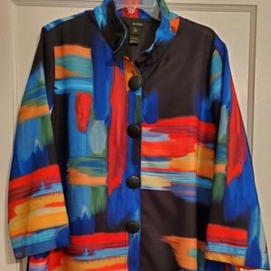 Ali Miles Women's Button Front Watercolor Print Jacket/ Blouse Sz XL